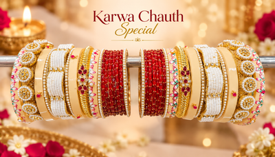Karwa Chauth Traditional Chuda Set – Red & Cream Floral Designer Chura (CODE:18)