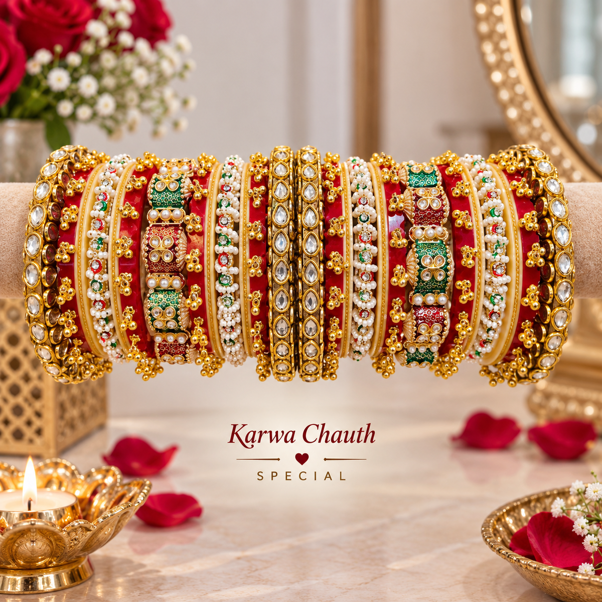 Karwa Chauth special traditional red chuda set
