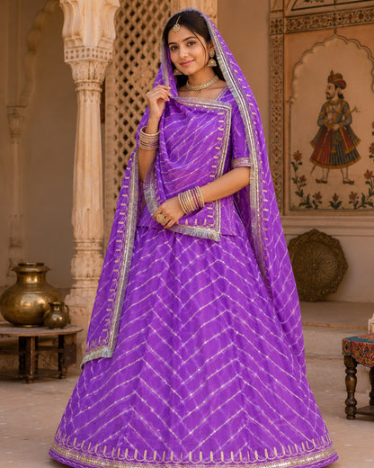 Lahriya Rajputi Poshak with Pure Odhani traditional Rajasthani dress