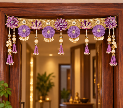 Lavender handmade heavy designer Bandarwal Toran 40 inch for main door