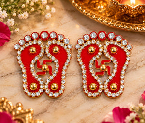 Laxmi Charan with Swastik Acrylic Set of 2 Pairs – Auspicious Diwali Door & Home Decor