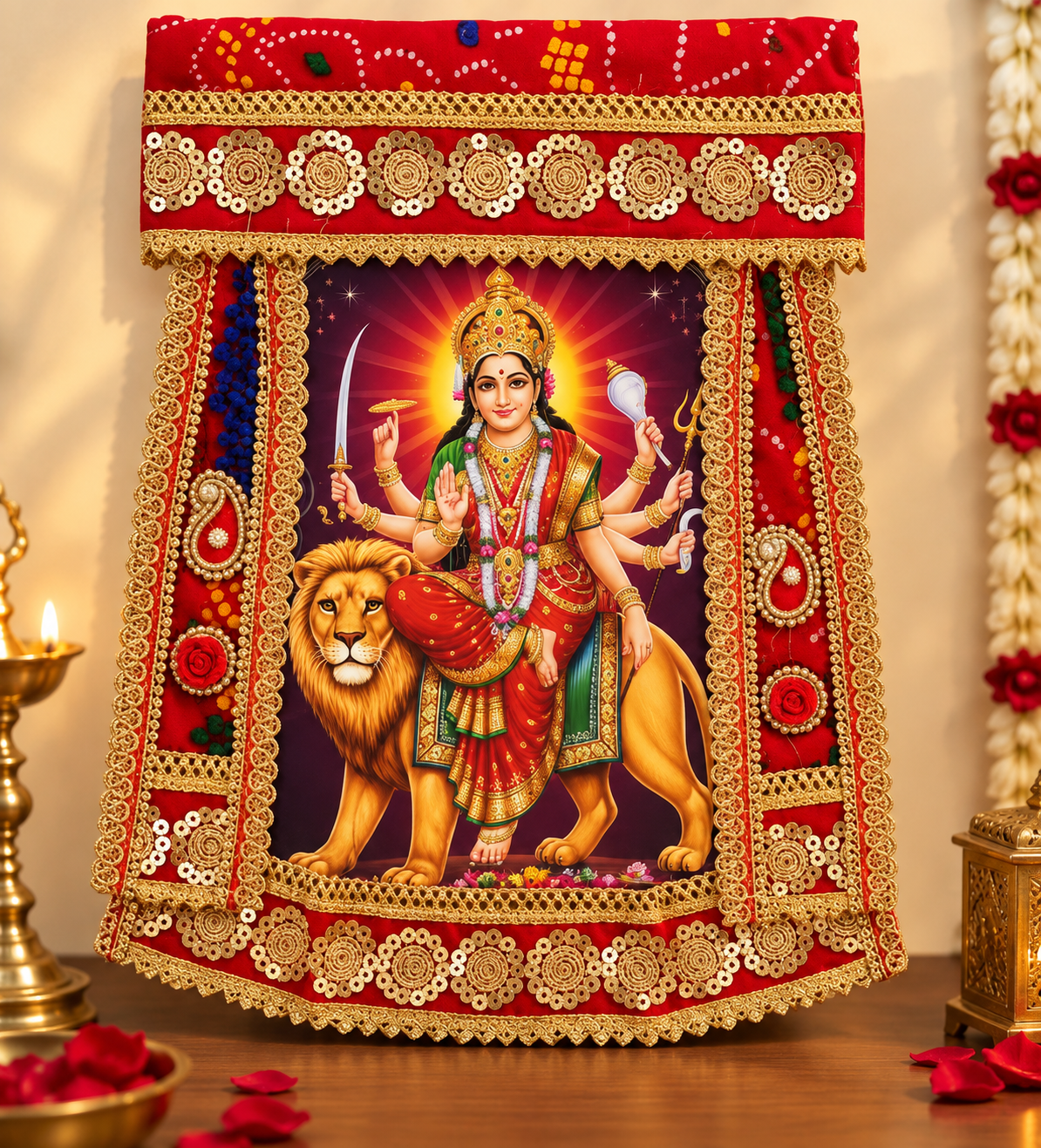 Mata Rani Bandhej Chunri Poshak