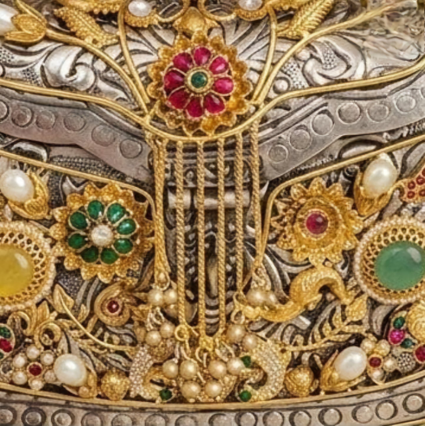 Meena and Pachi Kundan bridal potli purse for Indian weddings