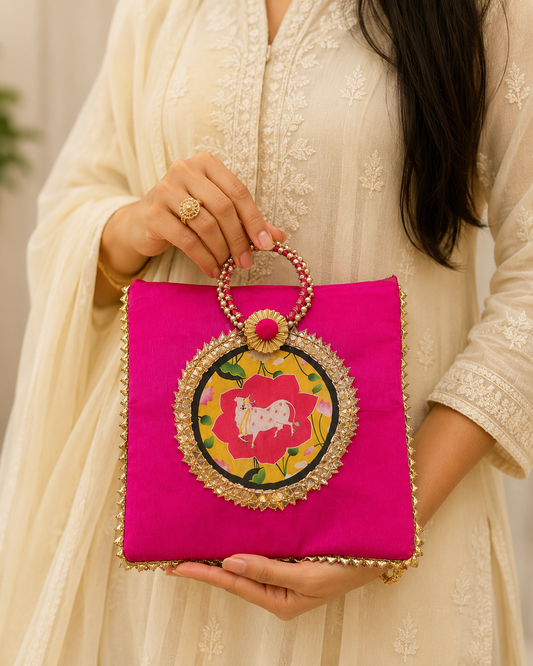 Pichwai Cow handcrafted bag for festive gifting