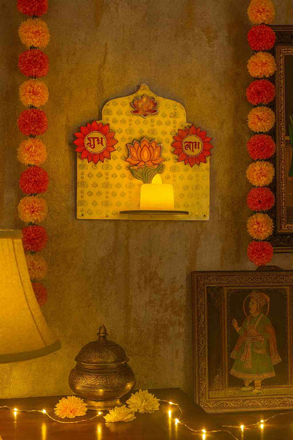 Pichwai elephant Shubh Labh diya stand pack of 2 for Diwali decoration