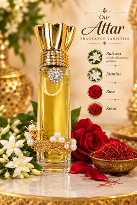 Premium Attar Collection – Ratrani, Jasmine, Rose & Kesar 8ml (Pack of 2 Attar Bottle )