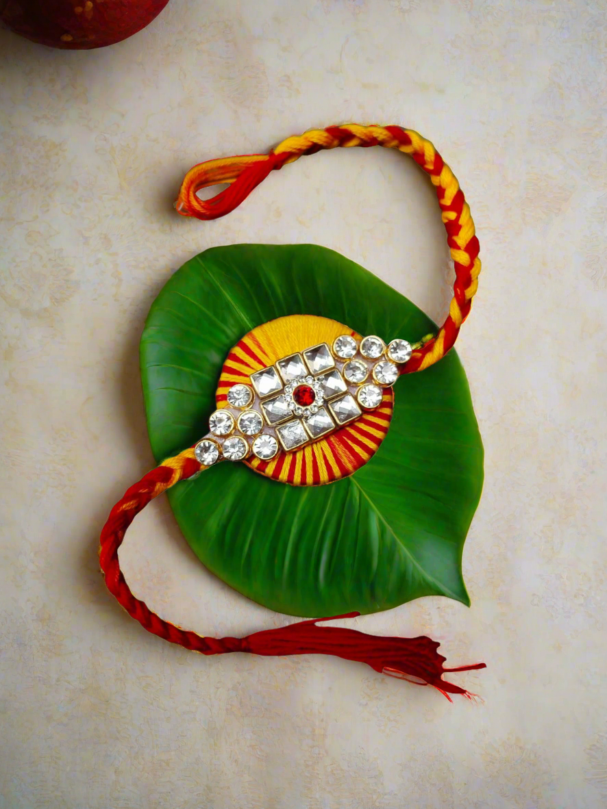 Premium Diamond Stone Kalawa Rakhi for Raksha Bandhan