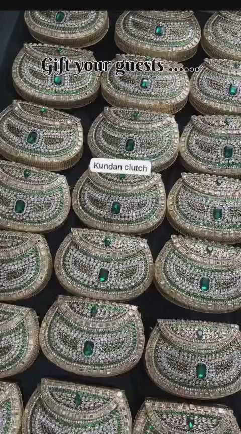 Bridal Kundan Metal Box Clutch