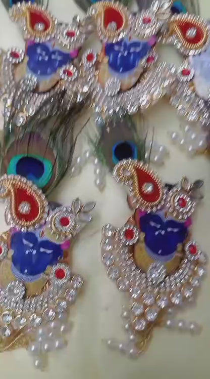 Handcrafted Shreenath Ji Brooch with Mor Pankh | Pack of 15