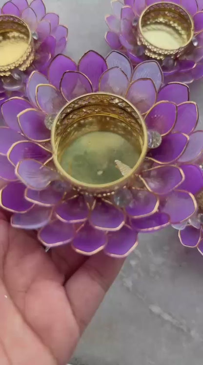 Floral design beautiful tealight pack of 4