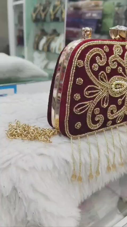 Elegant Metallic Gold Shimmery Party Clutch