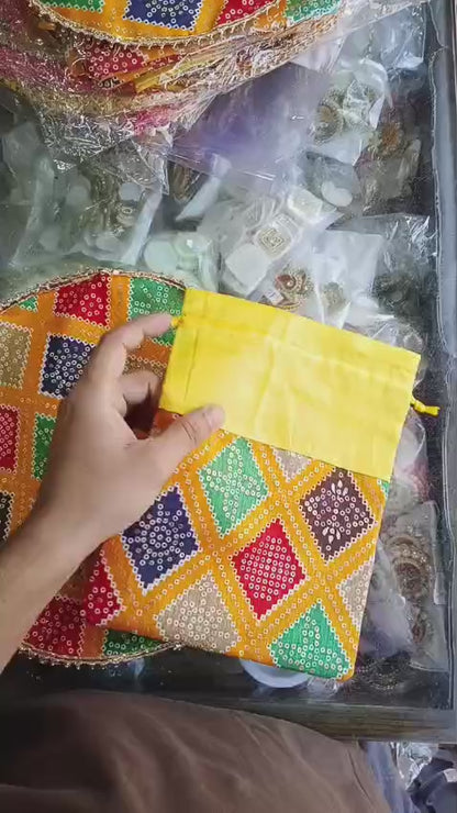 Traditional Bandhej Design Papad Mangodi Set (Pack of 10) – Festive Return Gift & Wedding Favors