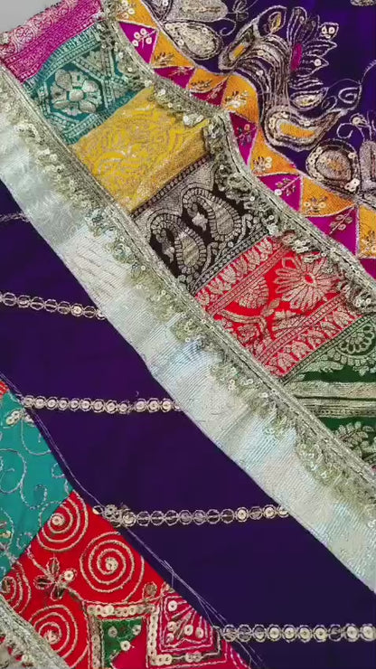 DESIGHNER 6 MTR GHER Premium Qualitya Crep silk Fabric with Royal pure OdhaniHevy Fancy Boder work  Royal Rajputi poshak