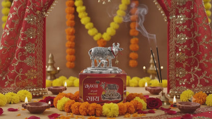 Auspicious German silver Kamdhenu Cow & Calf – Divine Gifting Idol  pack of 10