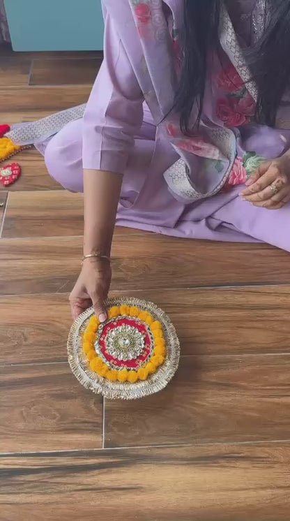 Beautiful handmade pom pom instant rangoli set Size 21" inch