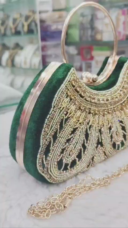 Elegant Metallic Gold Shimmery Party Clutch