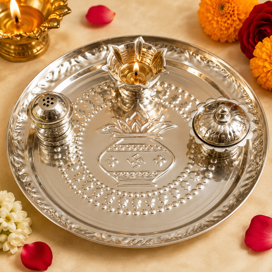Pure Brass Pooja Thali 9.5 inch