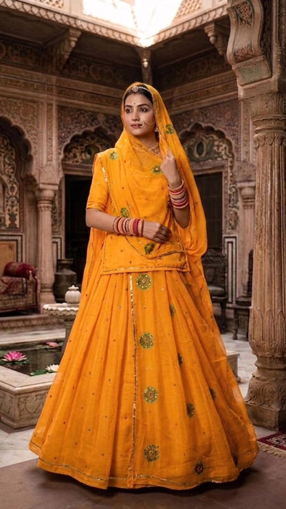 Rajasthani Poshak with traditional Gota Turri and handwork detailing