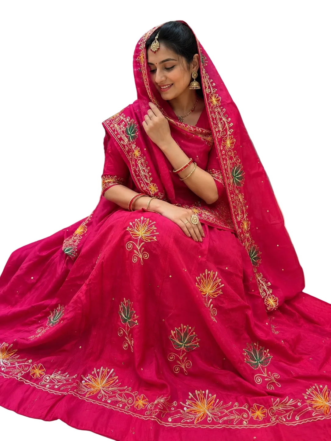 Pure Odhani with intricate Kasab Zari work for Rajasthani Poshak