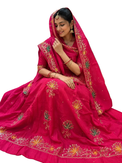 Pure Odhani with intricate Kasab Zari work for Rajasthani Poshak