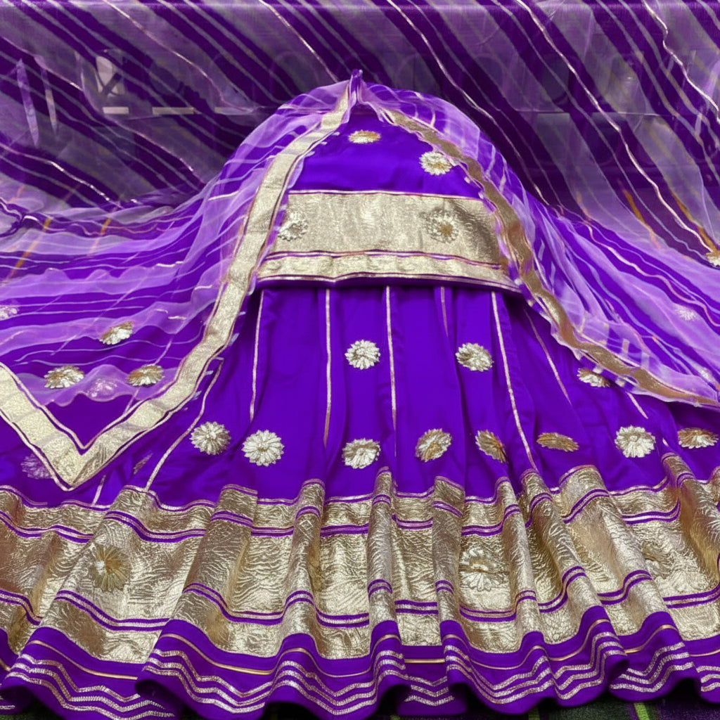 Rajputi Lehriya satin suit for Teej Sawan weddings and festive occasions