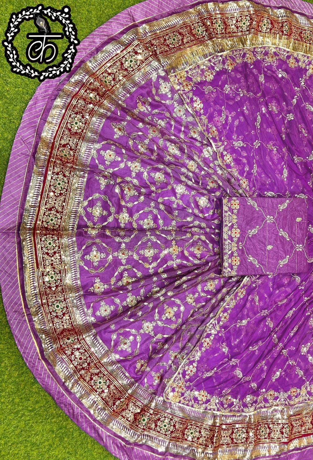 Purple designer odhani for luxury Rajputi poshak