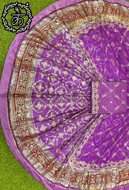 Purple designer odhani for luxury Rajputi poshak