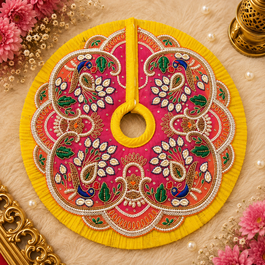 Rajwadi Morbagh Heavy Embroidery Sequence Work Laddu Gopal Poshak with Peacock Design