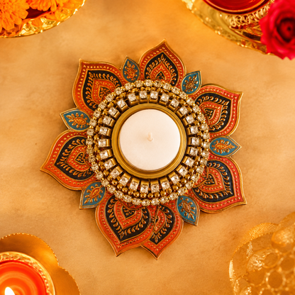 Decorative MDF Rangoli tealight holder set