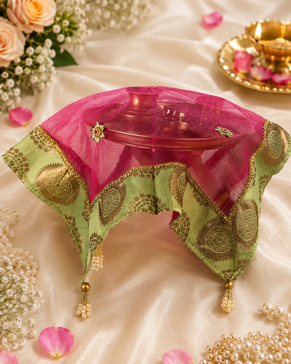 Rani Pink handcrafted Pooja Thali Cover
