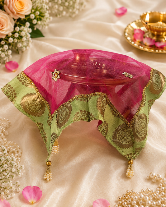 Rani Pink handcrafted Pooja Thali Cover