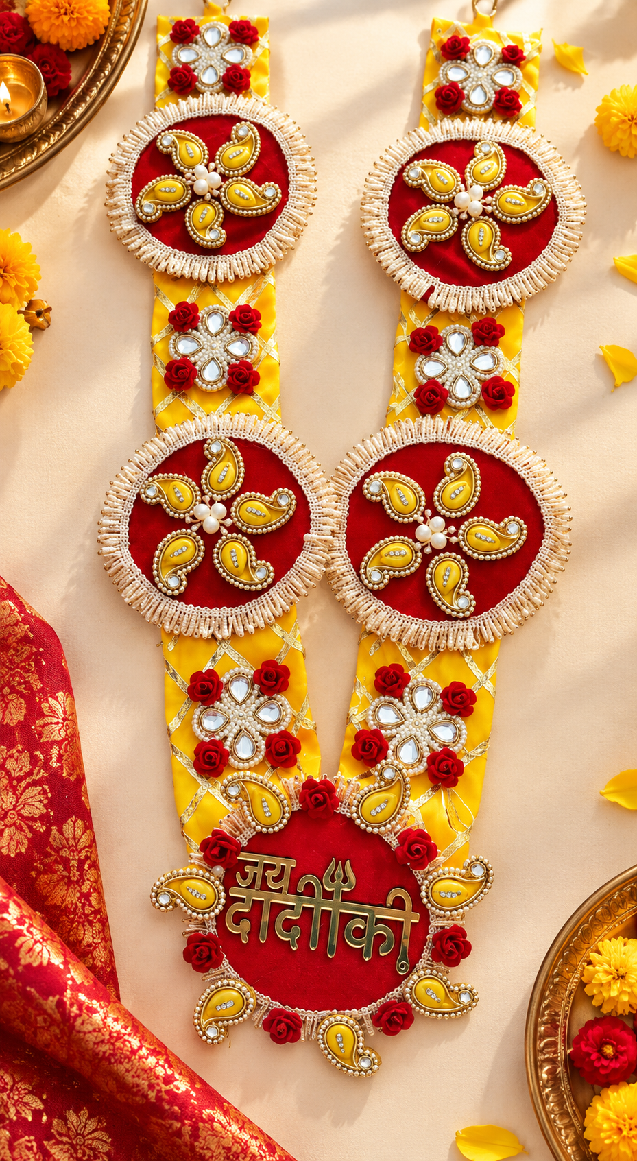 Handcrafted Rani Sati Dadi Mala for Navratri and mandir decoration