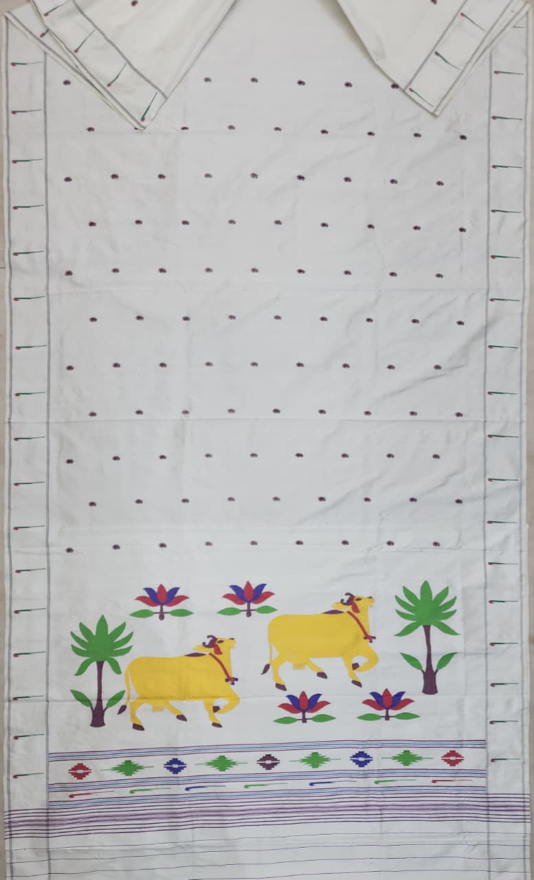 Handloom Single Muniya Pure Silk Paithani Saree | Self Border | Mulberry Silk