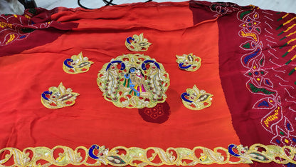 Traditional Pila Chunri –   Ojaria with Kolkata Zardosi Handwork
