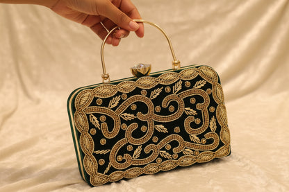 Elegant Metallic Gold Shimmery Party Clutch