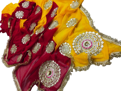 Boutique Designer Chiffon Gota Patti Saree – Multi Colour Buti Work with Contrast Blouse