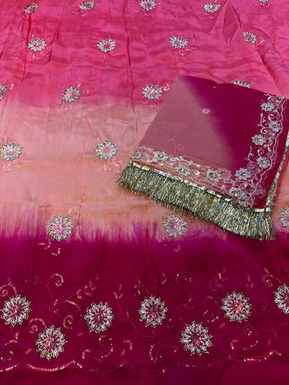 Heavy upada fabric  thakurji pure odhna resam  taara  katdana work handwork Beautiful Rajputi poshak