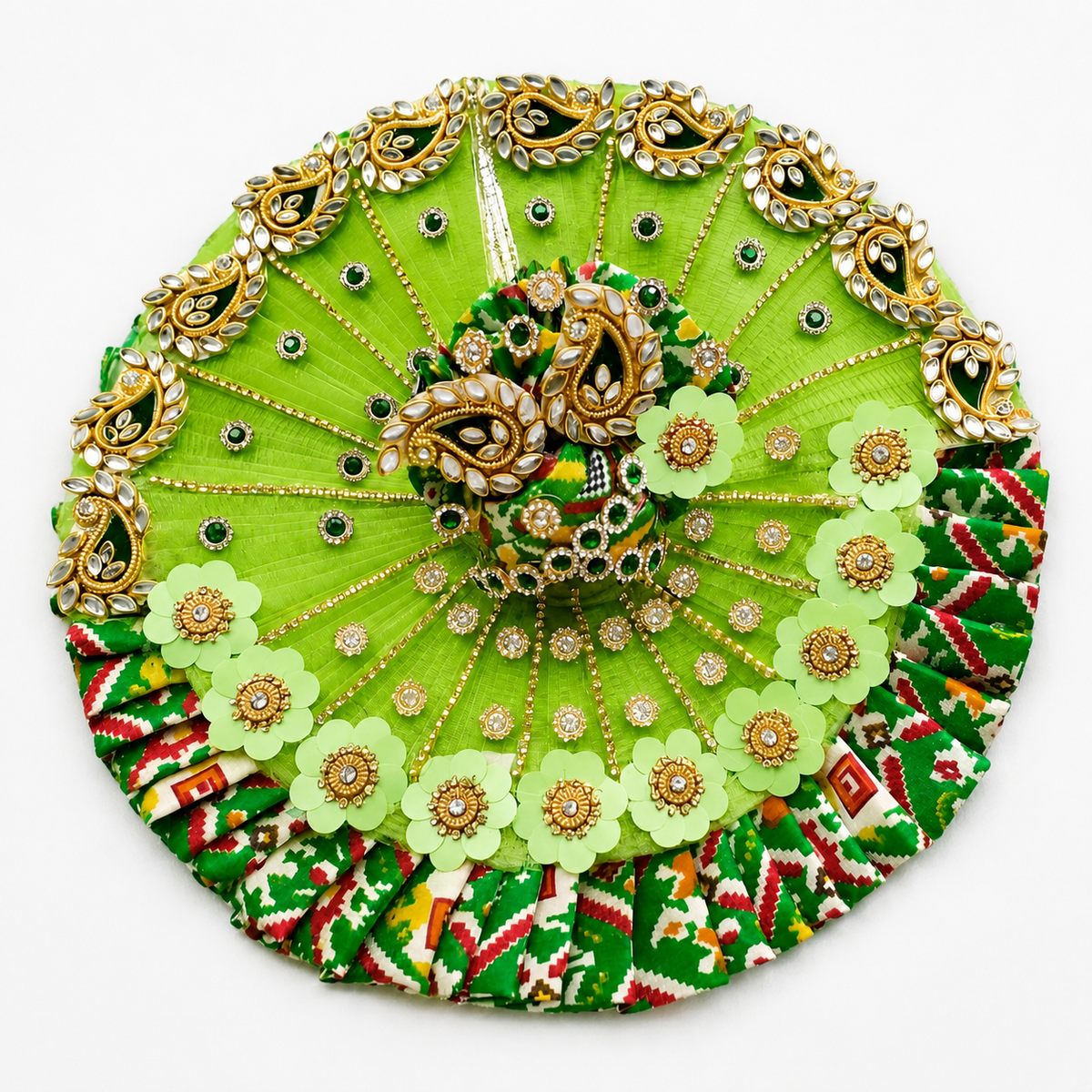 Tyohar pecial al handcrafted peacock 🦚 green heavy patola designer ladoo Gopalji Poshak with pagri 🌹