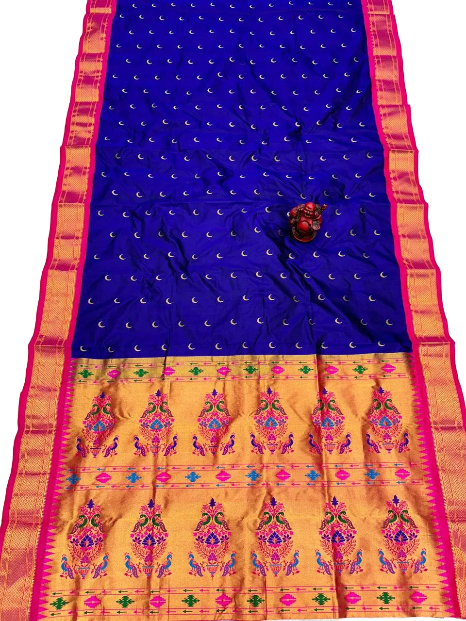 Pure Silk Maharani Pallu Paithani Saree | Handwoven Chandrakor Butti Designer Saree