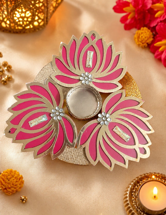 Handcrafted rangoli Lotus diya 🌹🪔 7*inch