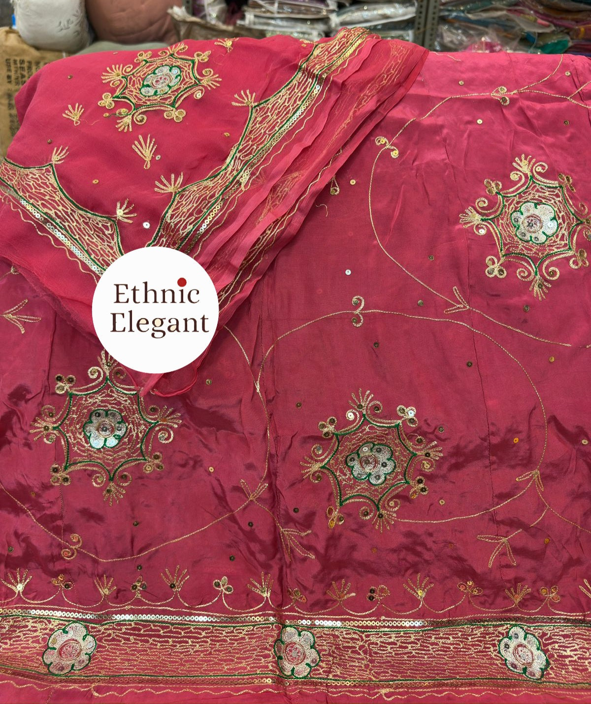 Rajputi Boutique Poshak – Heavy Natural Odhna with Zari, Taara & Resham Handwork