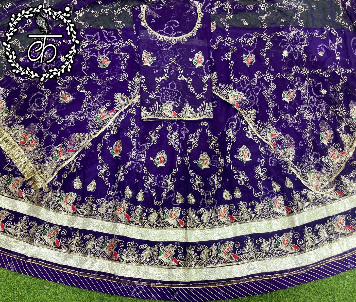 Designer Boutique Chunnari Heavy Poshak – Copper Sequence, Zari Work & Heavy Odhani