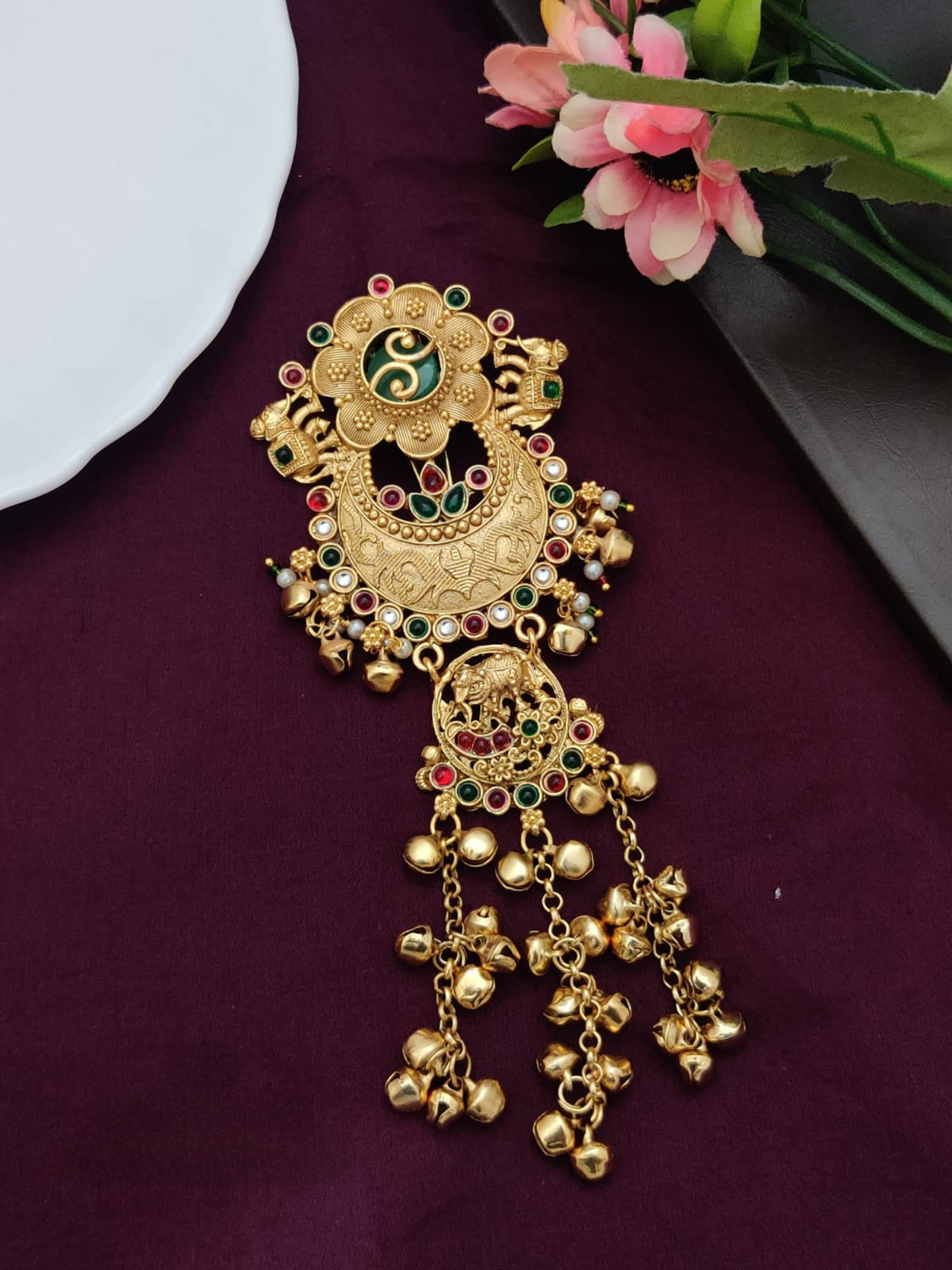 Maharani Temple Art Hair Ornament Brooch