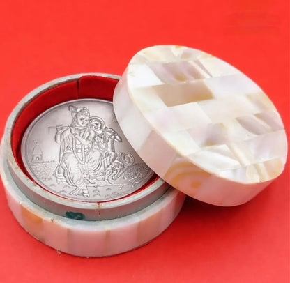 Mother of Pearl Coin Jewelry Box (2 inch) – Round & Square Mini Storage Box for Rings, Coins & Gifting