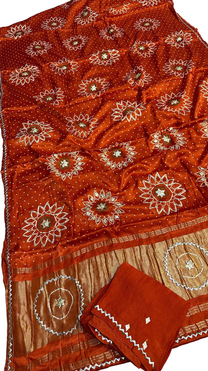 Pure Modal Gajji Silk Saree with Kachi Gota Patti Handwork – Designer Traditional Saree