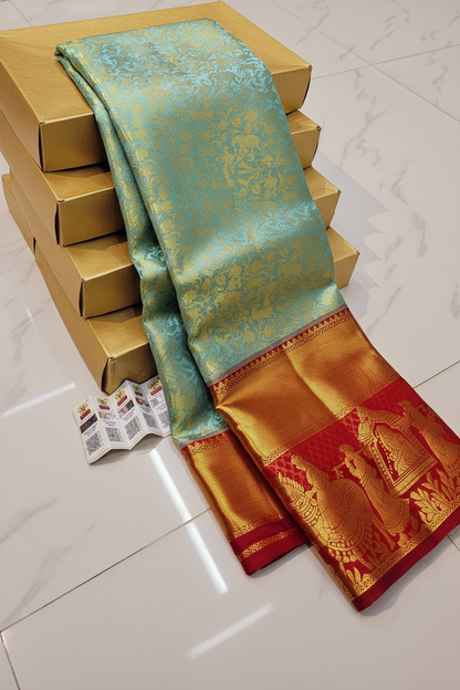 Kanchipuram Pure Silk Handloom Floral Bridal Saree | Silk Mark Certified Kanjivaram Saree