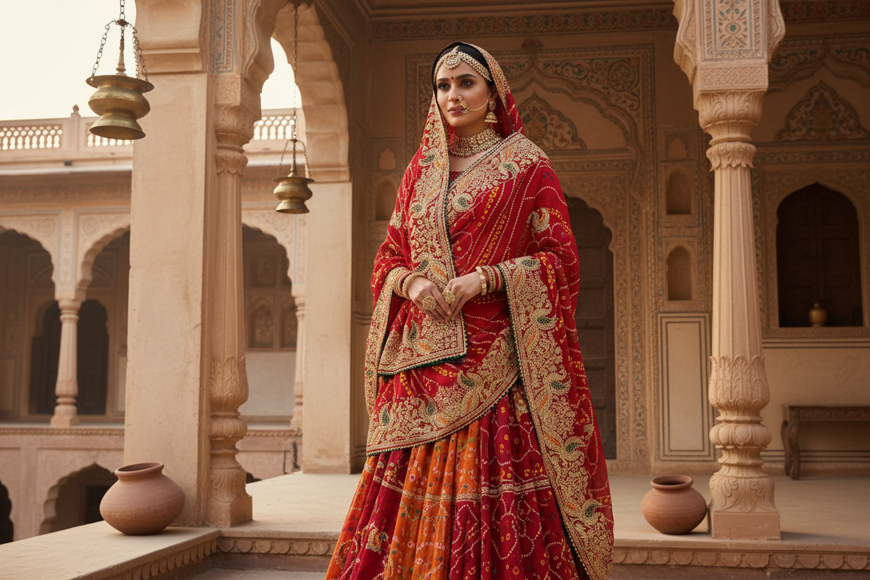 Georgette Rajasthani Traditional Marwari Piliya Chunari saree with Blouse