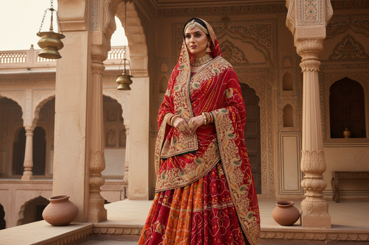 Georgette Rajasthani Traditional Marwari Piliya Chunari saree with Blouse