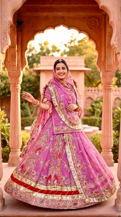 Royal Traditional Colour  7MTR Big Gher Handcrafted Rajputi Poshak |  Rajasthani Wedding Dress