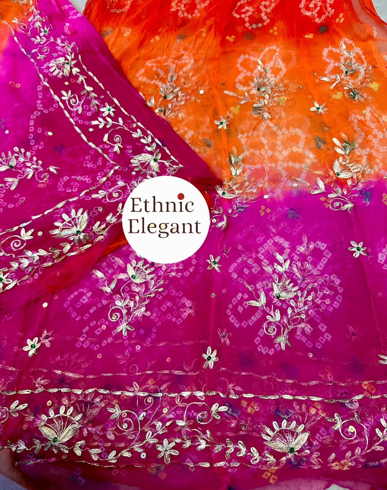 Thakurji Pure Rai Bandhej Poshak – Hand Bandhej with Pitta Work, Gota Kiran & Aari Magji